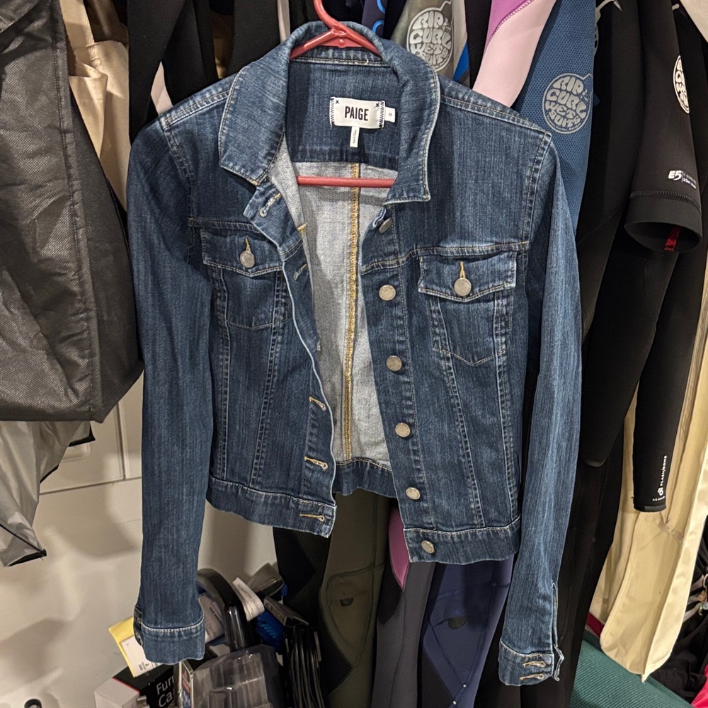 PAIGE Dark Blue Denim Trucker Jacket